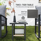 Outsunny 3 Pieces Rocking Wicker Outdoor Bistro Set, Rattan Patio Furniture Set - Image 4