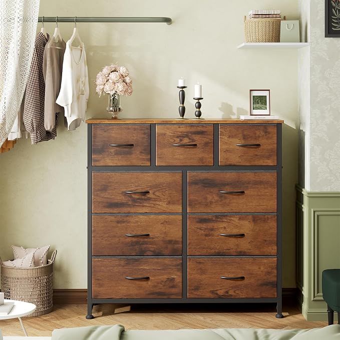 OLIXIS Dresser for Bedroom, 9 Storage Drawers, Wide Fabric Closet Chests - Image 2