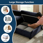 35.3" Corduroy Ottoman with Storage Oversized Ottoman - Image 3