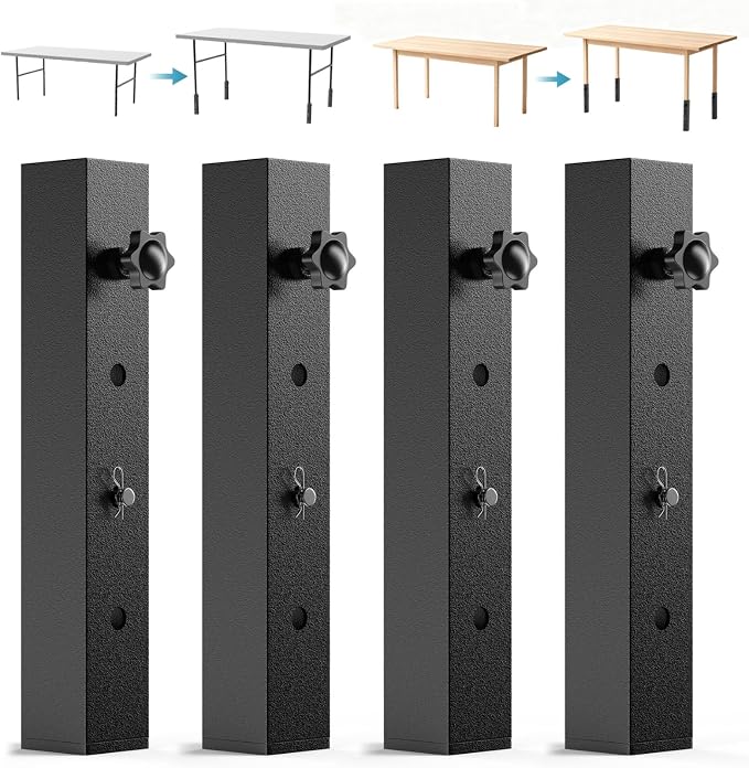4-Pack Adjustable Folding Table Legs Extenders, Heavy-Duty Steel Furniture by YUEYIN