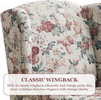 HUIMO Printed Wingback Accent Chair, Linen Upholstered High Back Armchair - Image 4