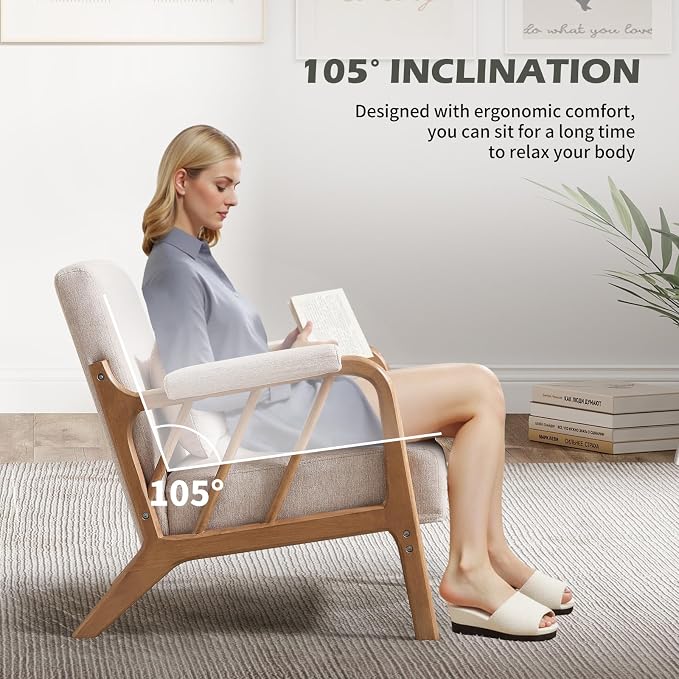 INZOY Mid Century Modern Accent Chair - Image 4