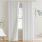 Vision Home White Pinch Pleated Full Blackout Curtains Thermal Insulated Window by VisionHome