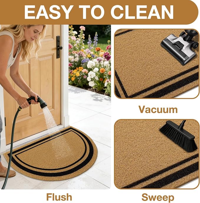 OLANLY Half Circle Front Door Mat, Low Profile Doormat, Stain and Fade Resistant - Image 7