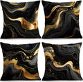 OBSEDE Abstract Black Gold Marble Decorative Throw Pillow Covers 18 × 18 in by OBSEDE