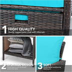 LEVELEVE Balcony Furniture 5 Piece Patio Conversation Set, PE Wicker Rattan - Image 7