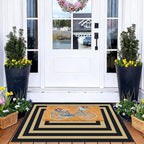 Front Door Mat Indoor Outside Entrance, 2x3 Black Tan Striped Rug | Non-Slip - Image 4