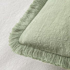 MIULEE Boho Linen Fringe Decorative Throw Pillow Covers Sage Green 18x18 | Set - Image 3
