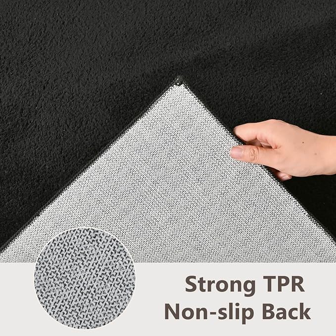 2x6 Black Solid Runner Rug Washable Non-Slip - Image 5
