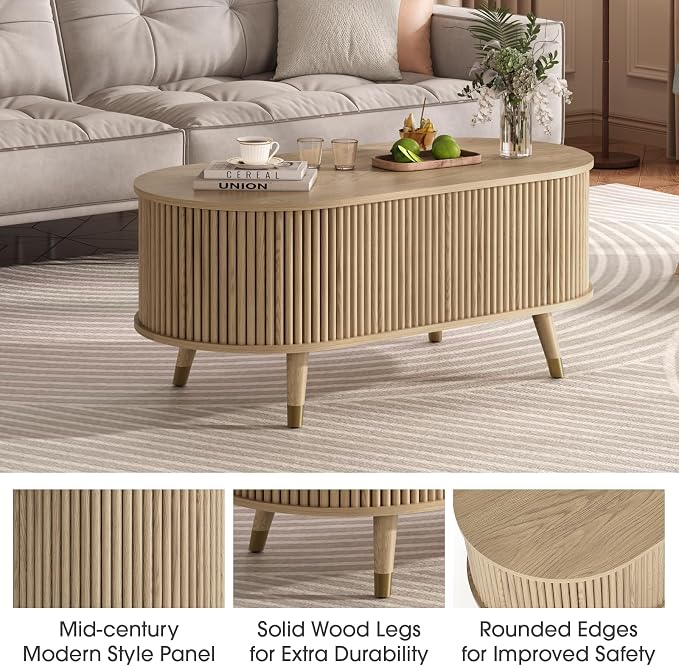 JOINICE 42.5" Oval Lift Top Coffee Table - Image 4