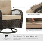 3 Pieces Patio Furniture Set, Outdoor Swivel Glider Rocker, Wicker Patio Bistro - Image 5
