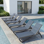 Patio Chaise Lounge Chairs Set of 6, All-Weather Aluminum Pool Loungers by PatioKingdom