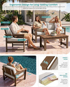 SERWALL 2 Pieces Single Cushioned Lounge Chair, HDPE Outdoor Adirondack Sofa - Image 2