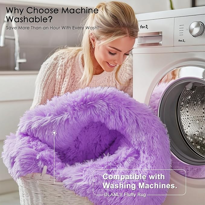OLANLY Purple Round Rugs for Bedroom - Image 2