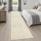 2.6x14 Washable Runner Rug:Modern Abstract Indoor Soft Carpet Beige | - Image 4