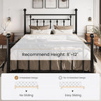 SHA CERLIN 14" Full Size Metal Platform Bed Frame/Victorian Headboard and - Image 7