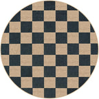 Lahome Checkered Easy Jute 4ft Round Outdoor Rug, Washable Small Rugs Black | - Image 7