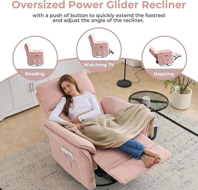 Oversized Power Recliner Chair Swivel Glider - Image 5