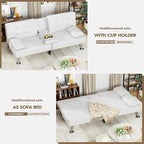 Homall Futon Sofa Bed, Leather Futon Couch - Image 5