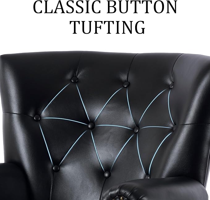 Modern Faux Leather Accent Chair, Upholstered Mid-Century Armchair - Image 6