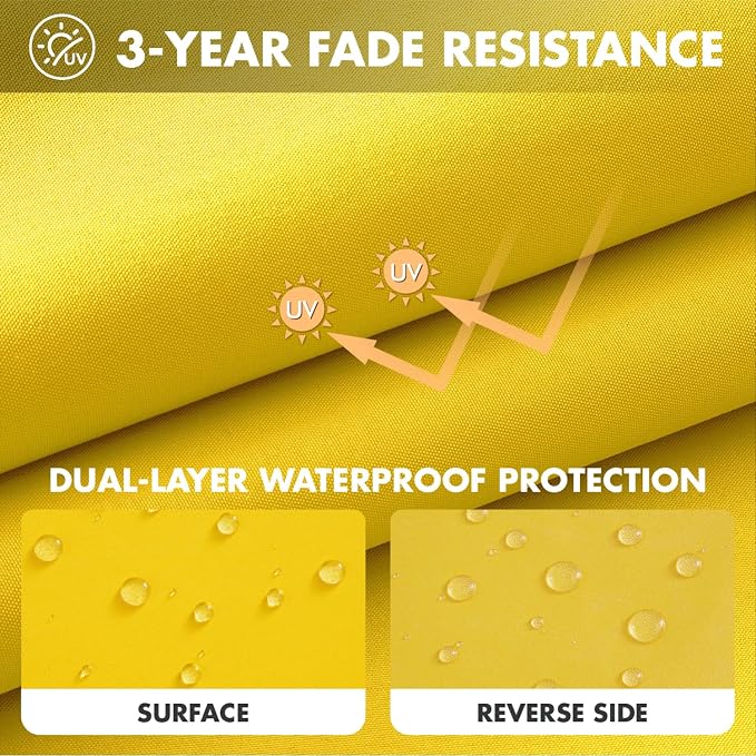 MIULEE Yellow Outdoor Seat Cushion 24x24 Inch Waterproof & 3 Year Fade - Image 3