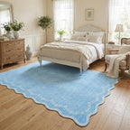 GarveeHome 5x7 Scalloped Area Rug Blue Washable Bedroom Living Room Rug | Soft - Image 2