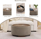 29.5 Inch Round Storage Ottoman Coffee Table, Modern Circle Coffee Table - Image 8