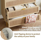 GarveeHome Rattan 5 Drawer Dressers - Image 5