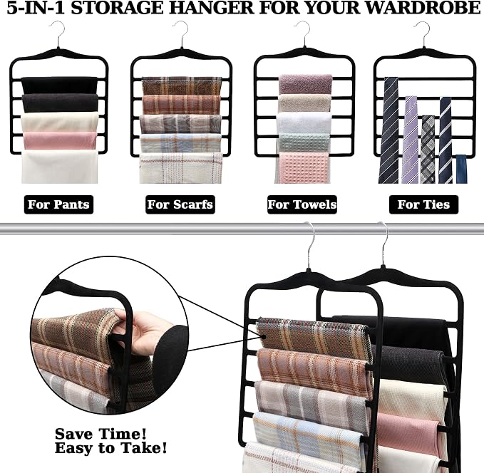 Closet Organizers and Storage, 5 Pack Velvet Pants-Hangers-Space-Saving - Image 3