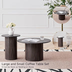 Round Nesting Coffee Table Set of 2 Mid Century Modern Wood Round Coffee Tables - Image 5