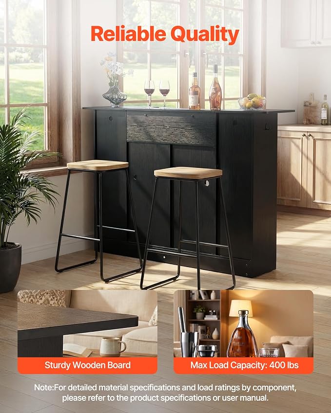 VEVOR Home Bar Unit, Wine Bar Cabinet Table 4-Tier - Image 6