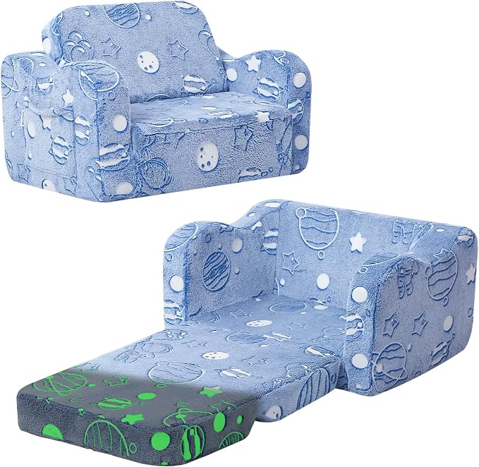 MeMoreCool Glowing Astronaut Planet Kids Chair, 2-in-1 Glow-in-the-Dark Space by MeMoreCool