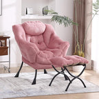 MBOOYOME Lazy Chair with Folding Ottoman, Modern Accent Armchair with Armrests - Image 2
