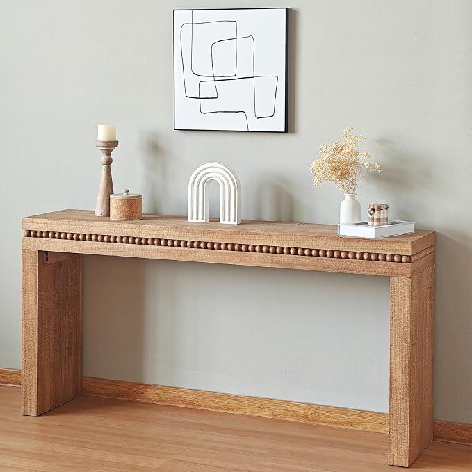64" Wood Console Table for Entryway, Modern Sofa Table Behind Couch - Image 8