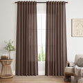 Cappuccino Linen Curtains 84 Inch Length 2 Panels Set by Nanspring