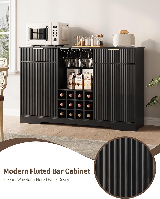 55" Fluted Wine Bar Cabinet - Image 3