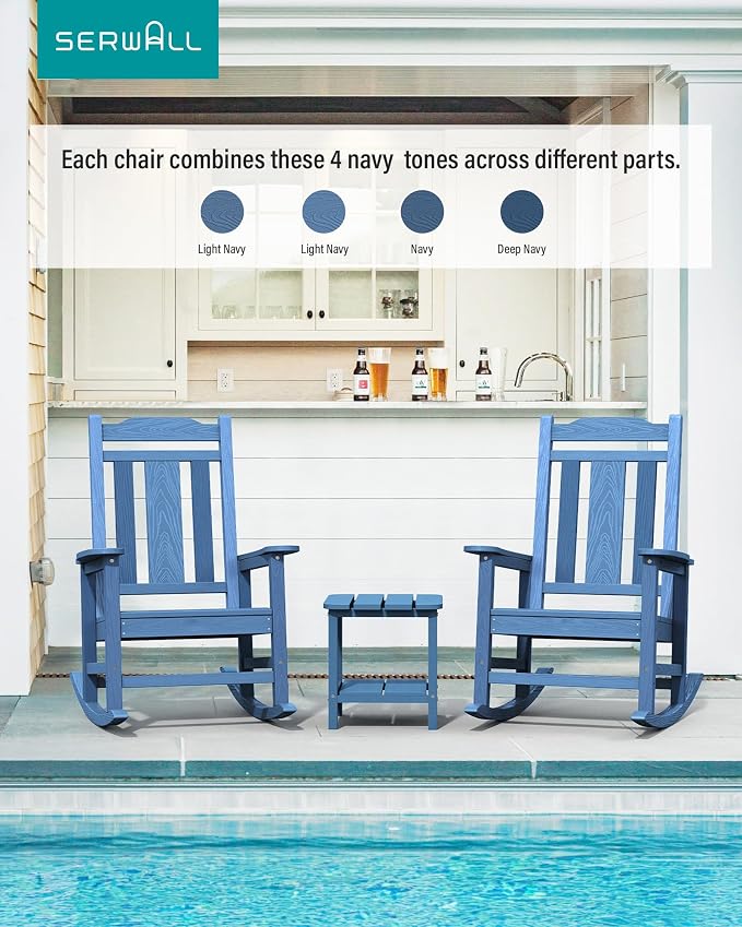 SERWALL Oversized Outdoor Rocking Chair Set of 2, All Weather Patio Rocking - Image 2