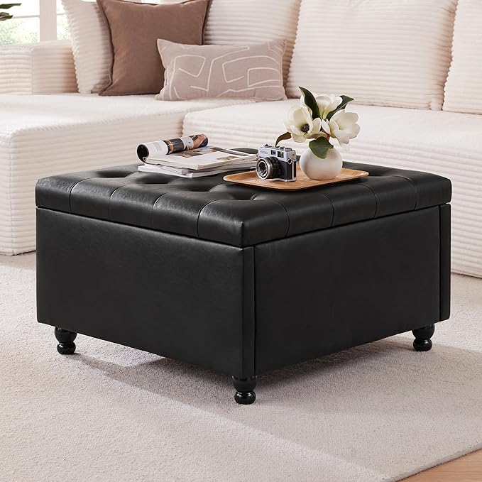 Weture Large Square Storage Ottoman Coffee Table, Oversized Square Ottoman by Weture