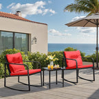 Greesum 3 Pieces Rocking Wicker Bistro Set, Patio Outdoor Furniture - Image 2