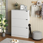 BORNOON Shoe Cabinet with 3 Flip Drawers, Hidden Wood Shoe Cabinet, - Image 3