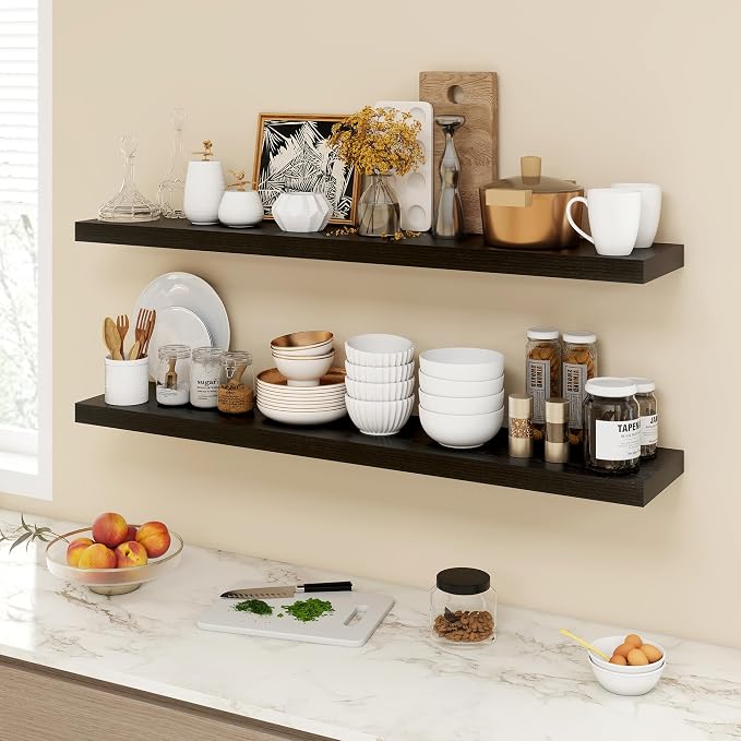 Acovy 48 Inch Floating Shelves, 9.3" Deep Floating Shelf Wall Mounted, Rustic - Image 2