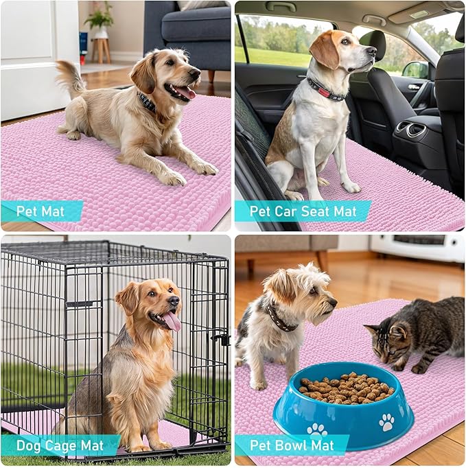 OLANLY Dog Door Mat for Muddy Paws 70x32, Super Absorbent Chenille Mud Mat | - Image 7