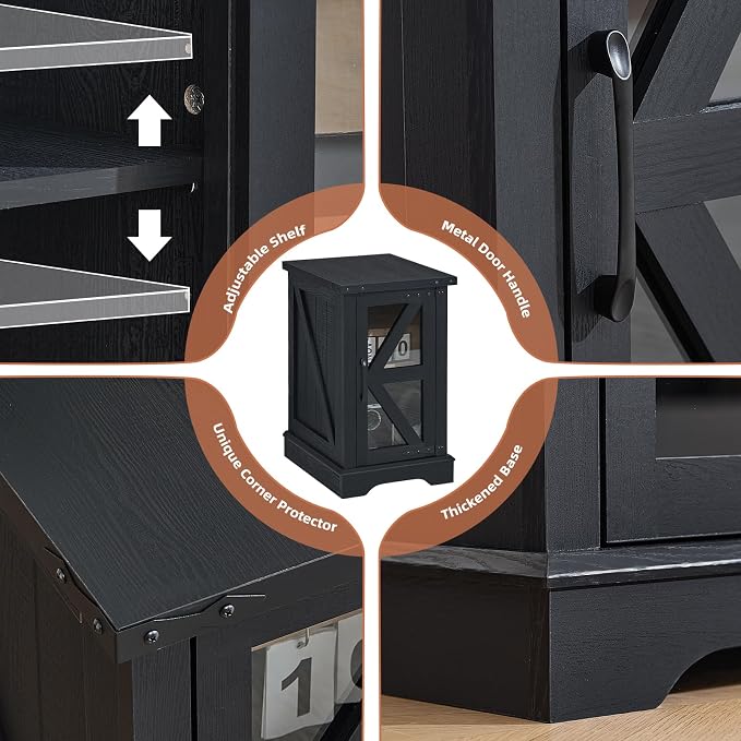 Joaxswe Narrow Night Stand Set 2, Farmhouse Side End Table - Image 7