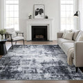 Area Rug Living Room: 8x8 Modern Washable Soft Carpet Dark Black | by FXRHLP