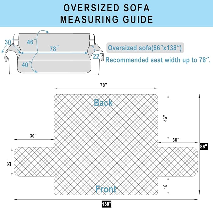 Reversible Oversized Sofa Covers, XL Sofa, Dark Grey/Light Grey - Image 7