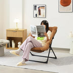 Comfy Saucer Chair for Adults, Soft Faux Fur Bedroom Chair, Accent Dorm Chairs - Image 2