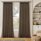 Dutch Cocoa 105 Inch Long Thick Linen Pinch Pleated 100% Blackout Curtains | by Twodrapes