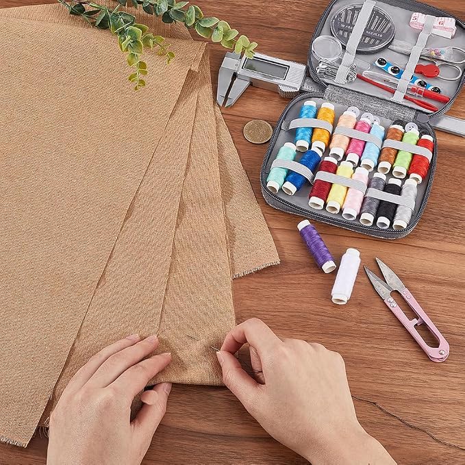59 Inch Khaki Canvas Upholstery Fabric Linen Liner Fiber by The Yard Blend - Image 3