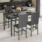 AWQM 5 Piece Dining Table Set for 4, Faux Marble Kitchen Table and Chairs for 4 - Image 3