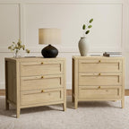 EYYTHUNG 3 Drawer Nightstand Set of 2, Farmhouse Large Bedside End Table - Image 7